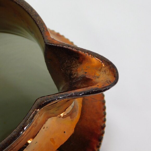 Antique Victorian Staffordshire Pottery Copper Lusterware Jug Embossed Rose FLAW - Picture 7 of 13